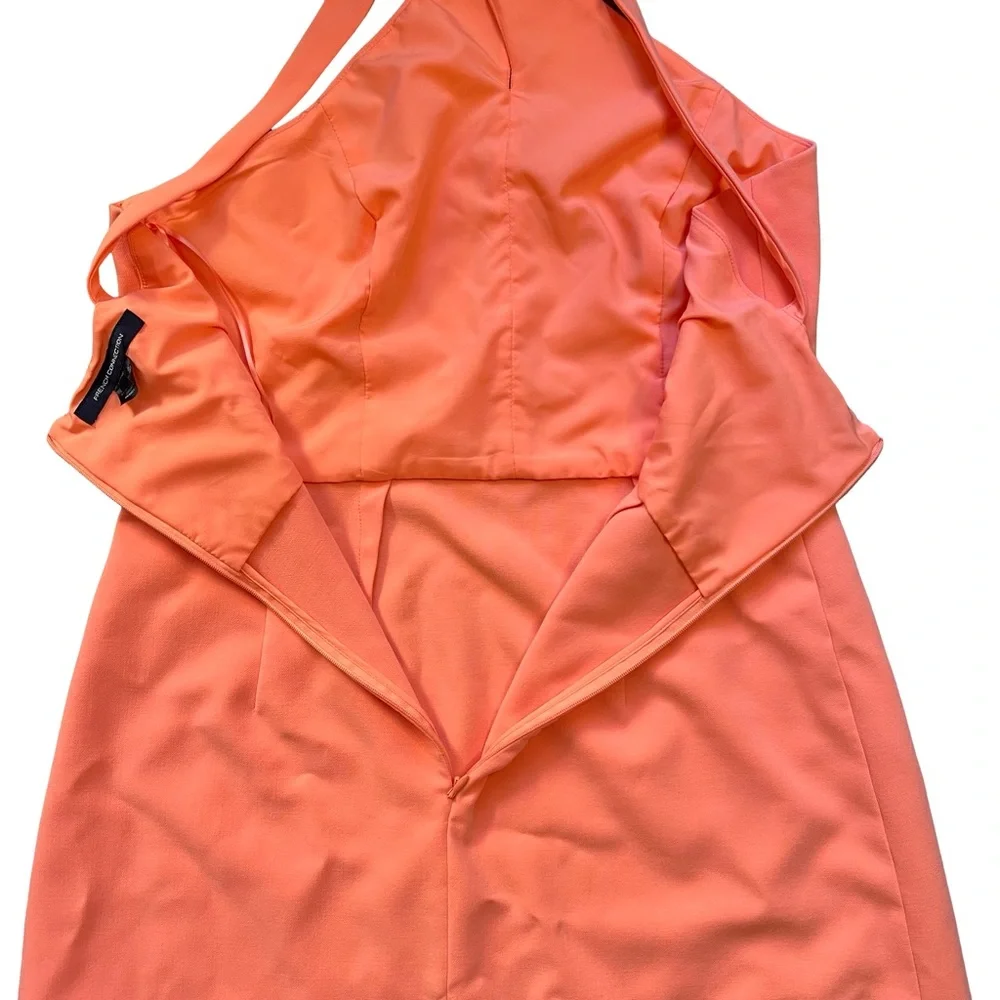 French Connection Coral Orange Sheath Mini Dress Halter Neck Large